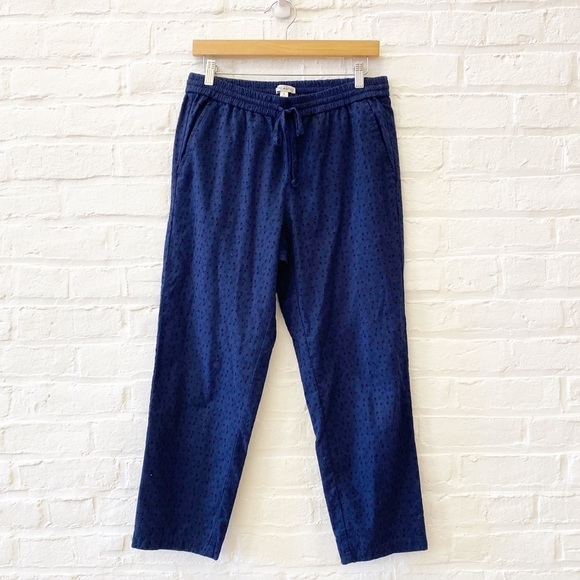 J.Crew || Eyelet Pull On Pants Drawstring Navy Blue Small - Picture 1 of 9